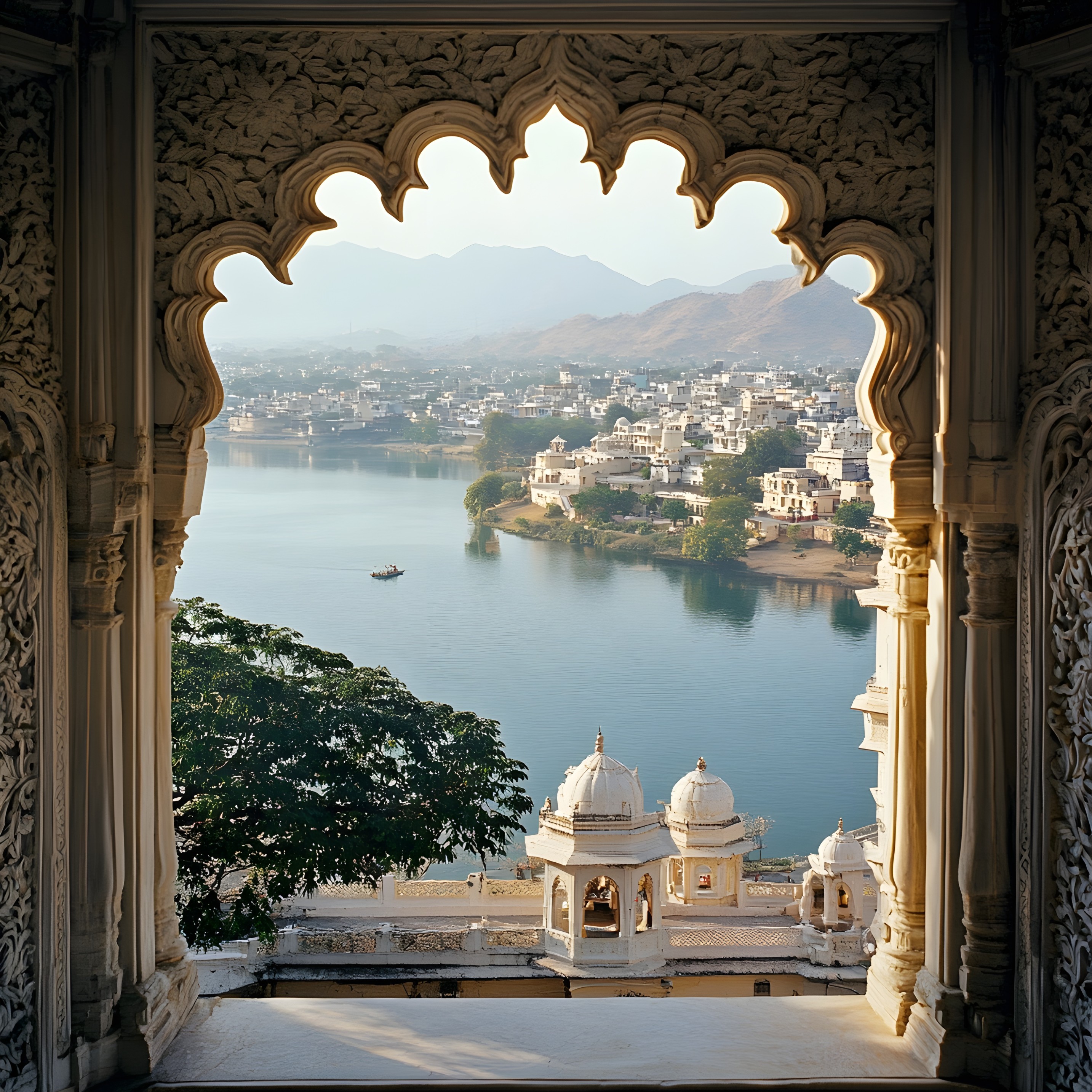 stunning udaipur landscape viewed from charming window image (1)